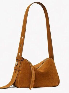 Tory Burch Romy Caramel Suede Leather Shoulder Bag NWT